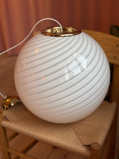 Vintage murano hvid swirl pendel loftlampe 40cm