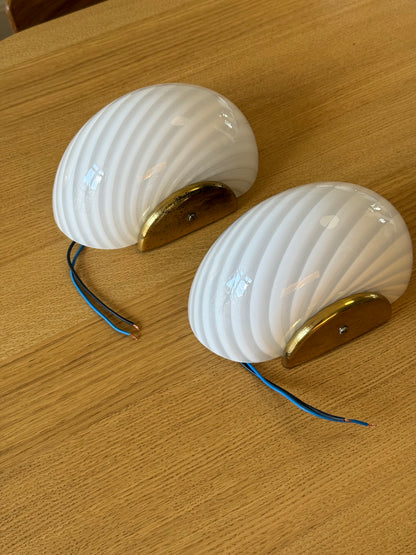 2 styks Vintage Murano entrelampe hvid swirl P2