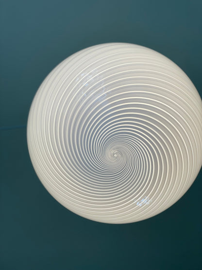 Vintage Murano hvid swirl pendel loftlampe 45cm
