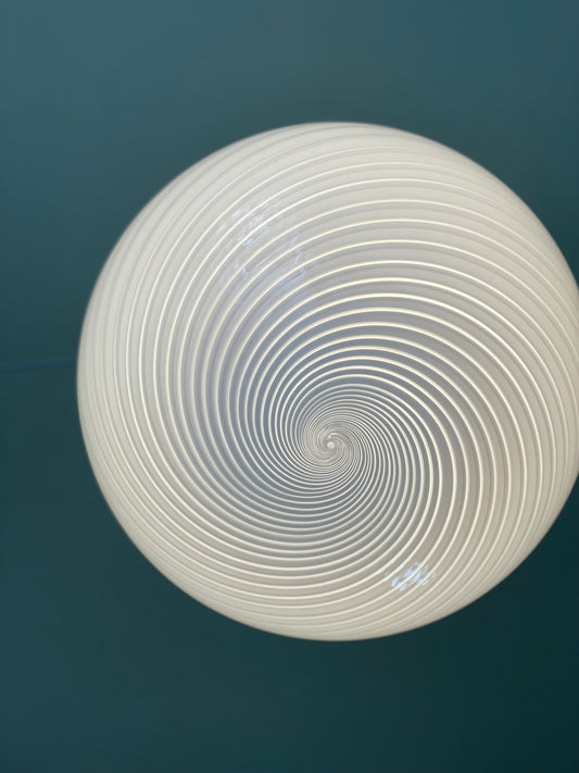 Vintage Murano hvid swirl pendel loftlampe 45cm