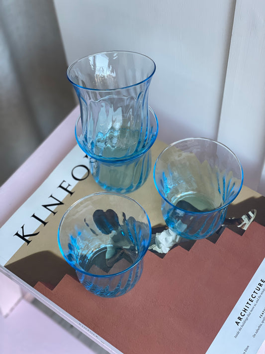 Italian water glasses blue swirl