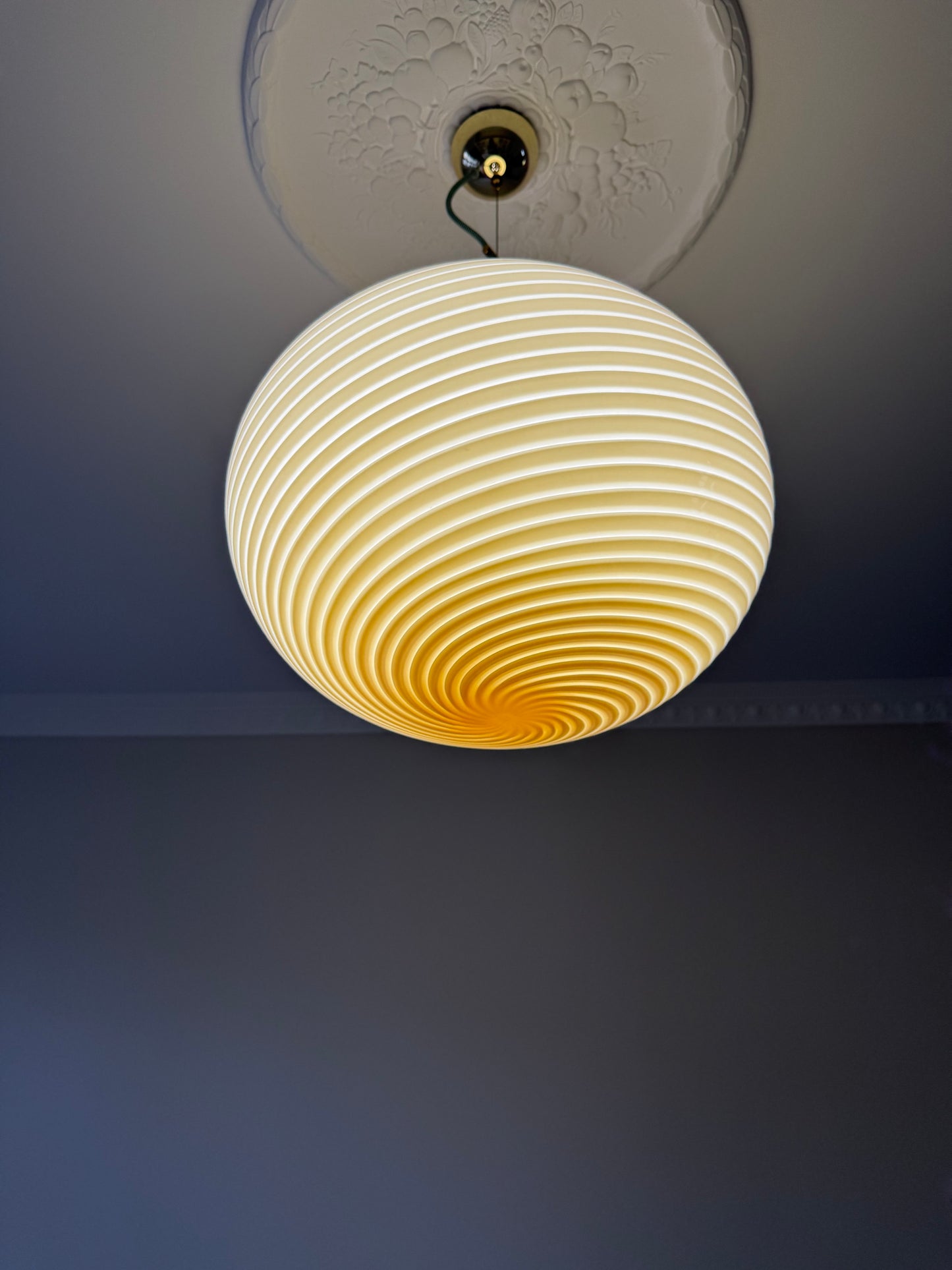 Gul vintage Vetri Murano loftlampe 45cm