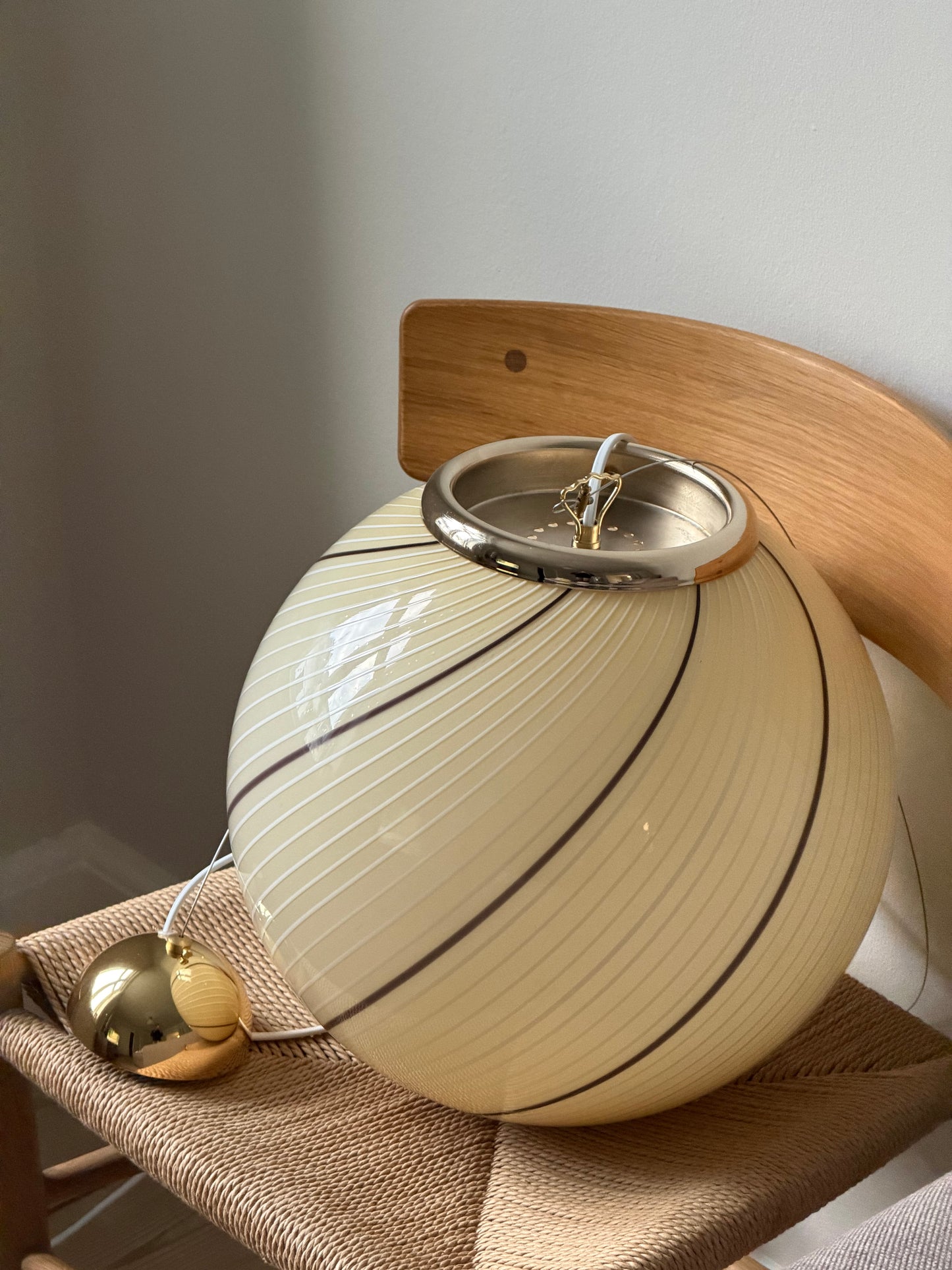 Vintage Murano loftlampe 35cm i cremet karamel