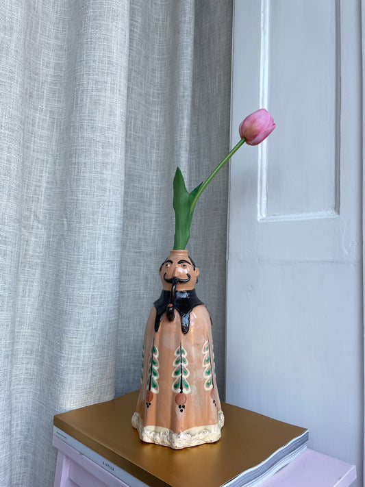 Vase or candlestick - man with pipe
