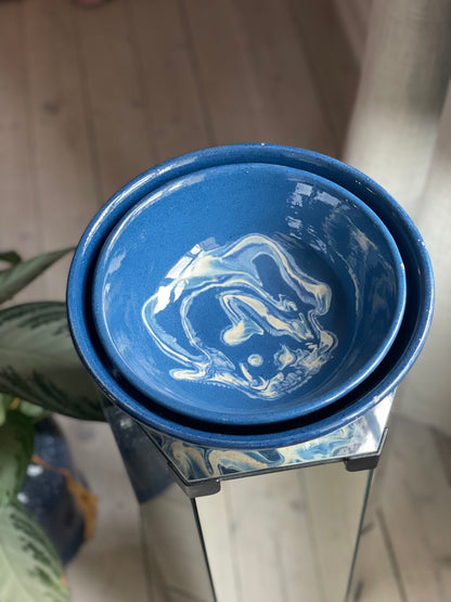 Lertøjsskål med blå glasur L