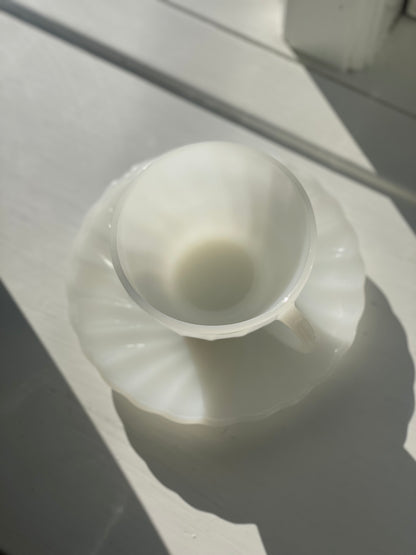 Anchor Hocking tea cups in white opal glass
