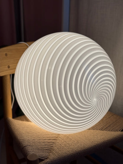 Vintage murano hvid swirl pendel loftlampe 40cm
