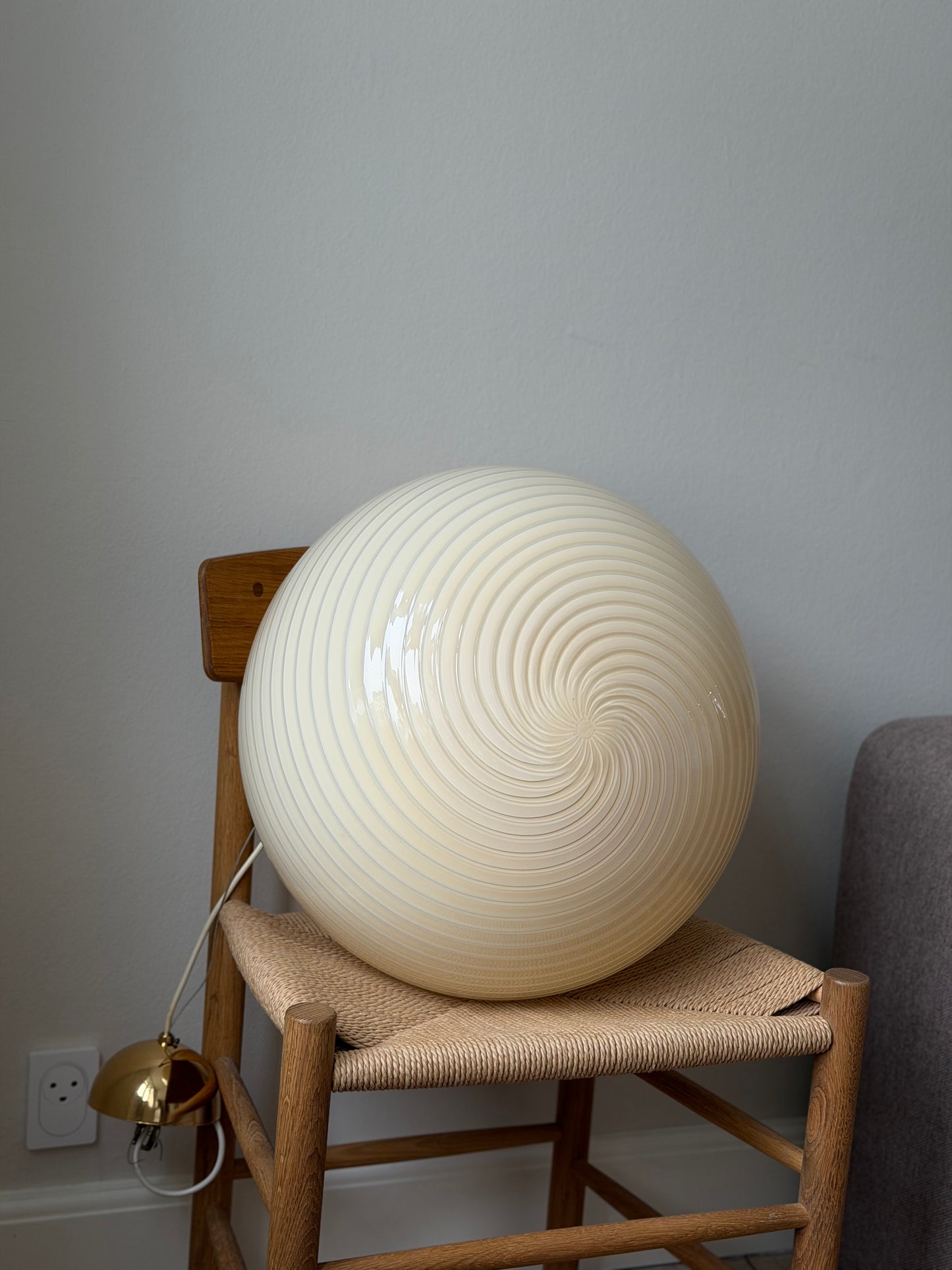 Gul vintage Vetri Murano loftlampe 45cm