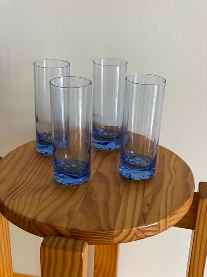 Sæt af 2 Blå highball glas med kraftig fod