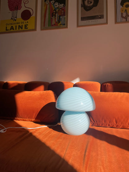 Vintage Murano blå Mushroom bordlampe