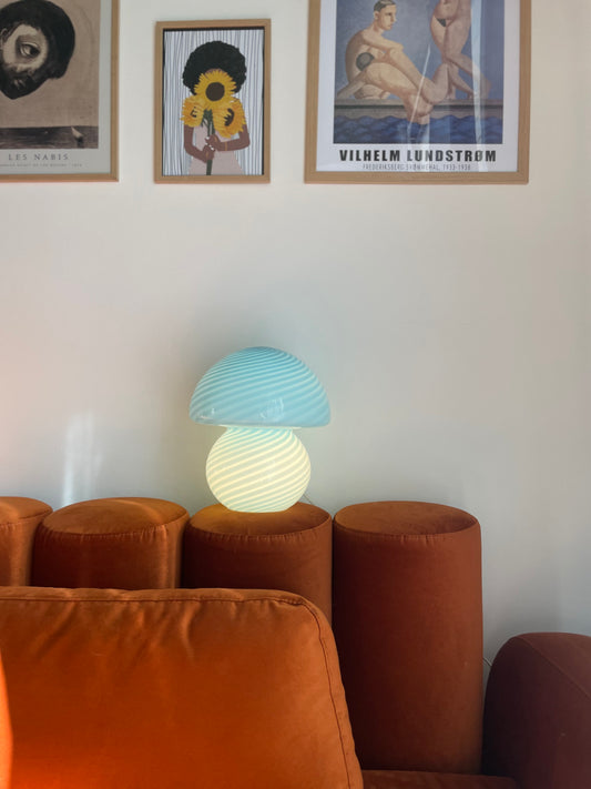 Vintage Murano blue Mushroom table lamp