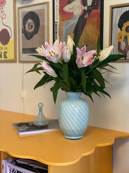 Vintage Murano vase med blå swirl