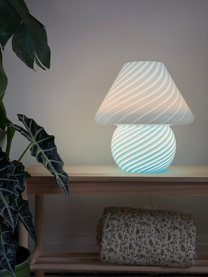 Vetri Murano blå mega mushroom bordlampe 37cm
