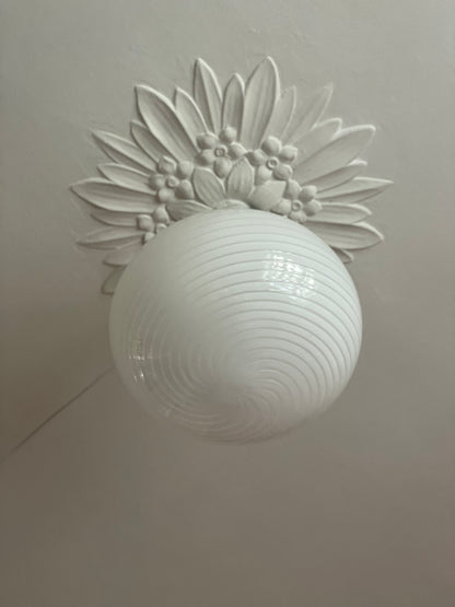 Hvid vintage Vetri Murano ‘de majo’ swirl pendel