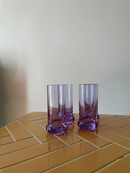 Purple highball drinking glass with a star in the base